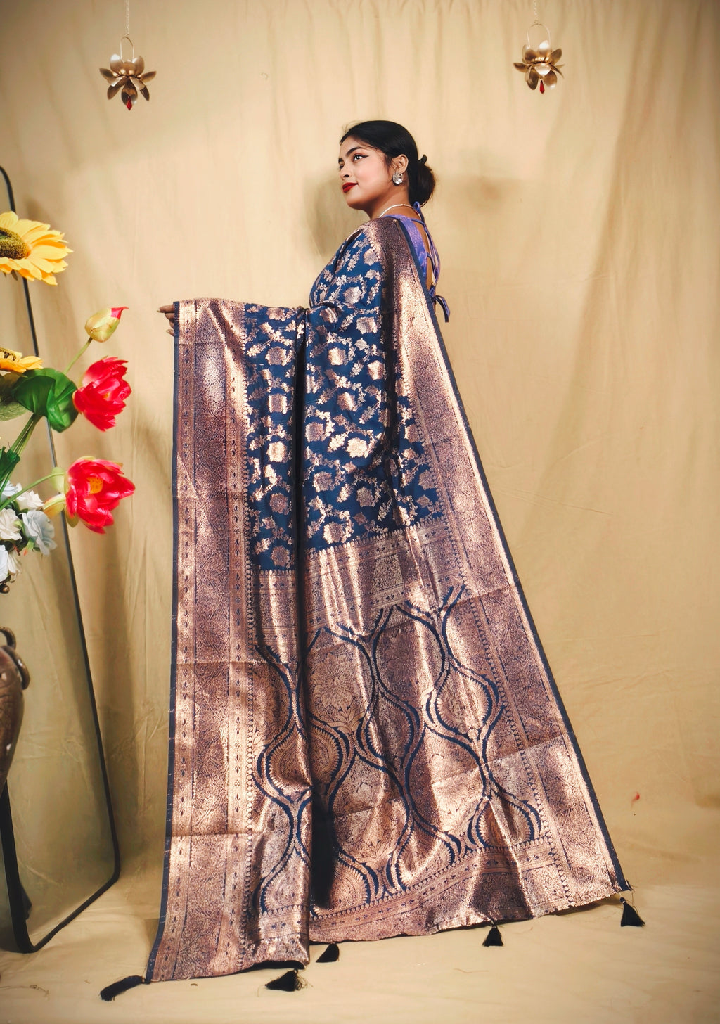 Sarees For Women Kanjivaram Silk Woven Wedding Saree | Diwali Gift Indian Gift Sari & Unstitched Blouse