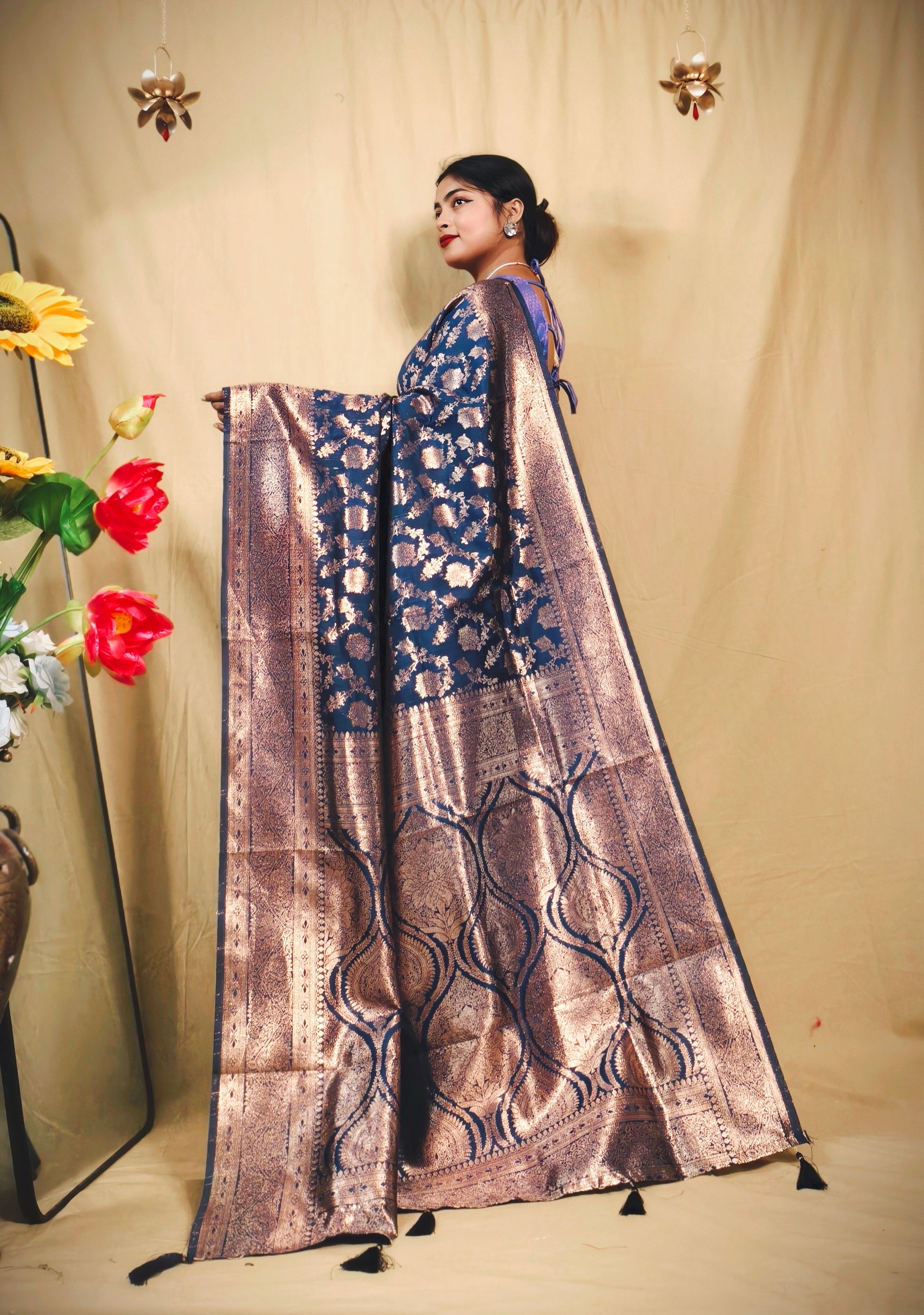 Sarees For Women Kanjivaram Silk Woven Wedding Saree | Diwali Gift Indian Gift Sari & Unstitched Blouse