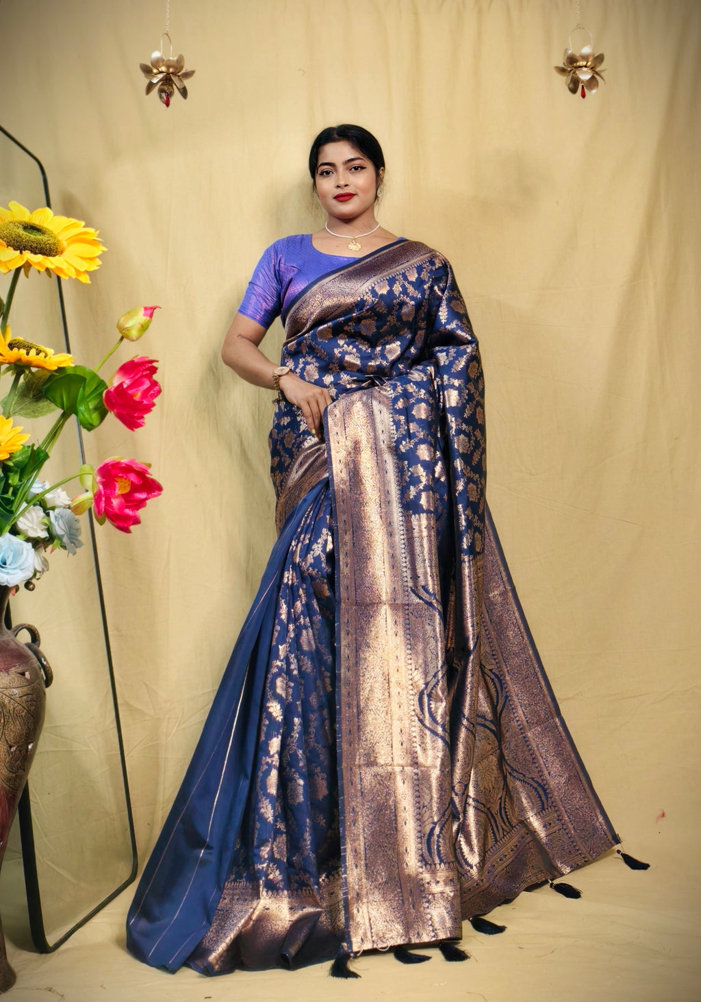 Sarees For Women Kanjivaram Silk Woven Wedding Saree | Diwali Gift Indian Gift Sari & Unstitched Blouse