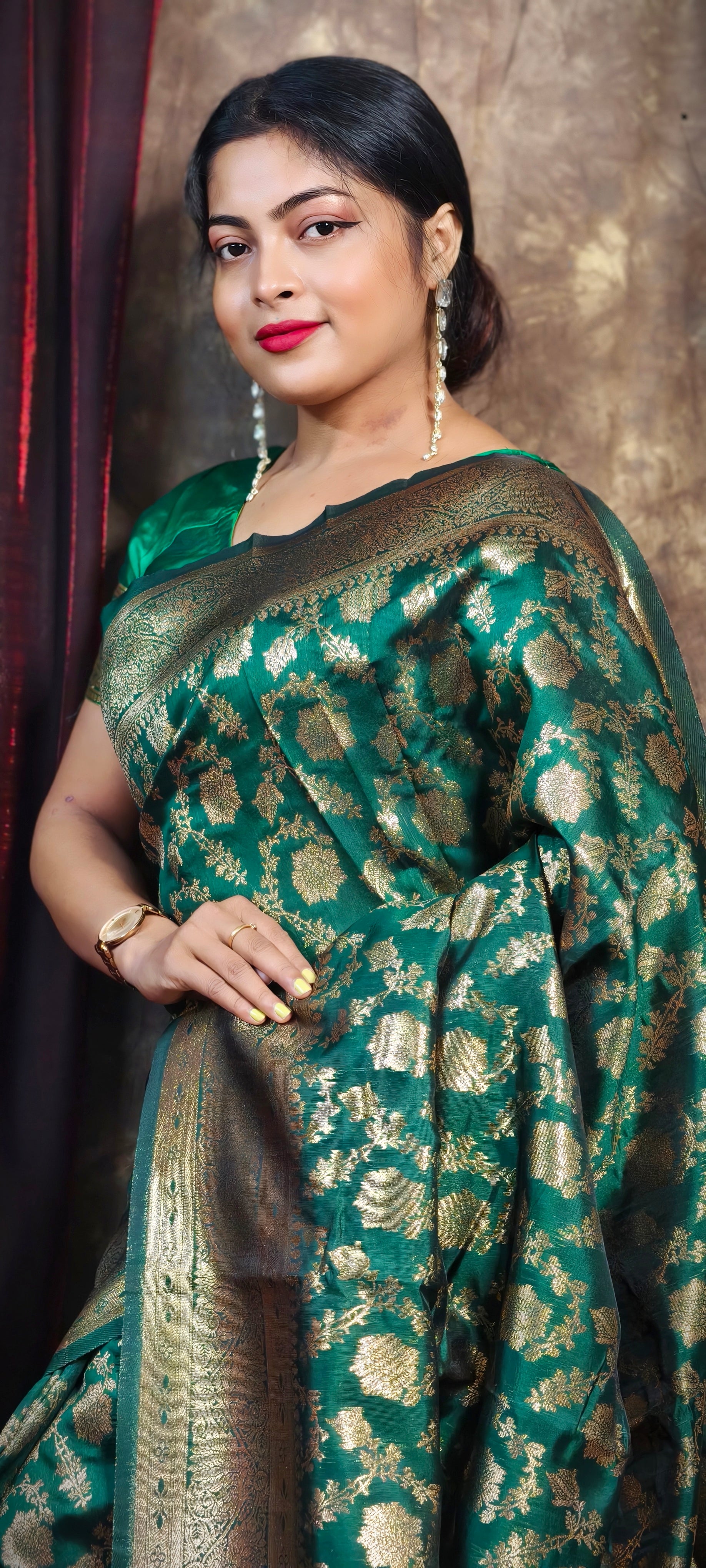 Sarees For Women Kanjivaram Silk Woven Wedding Saree | Diwali Gift Indian Gift Sari & Unstitched Blouse