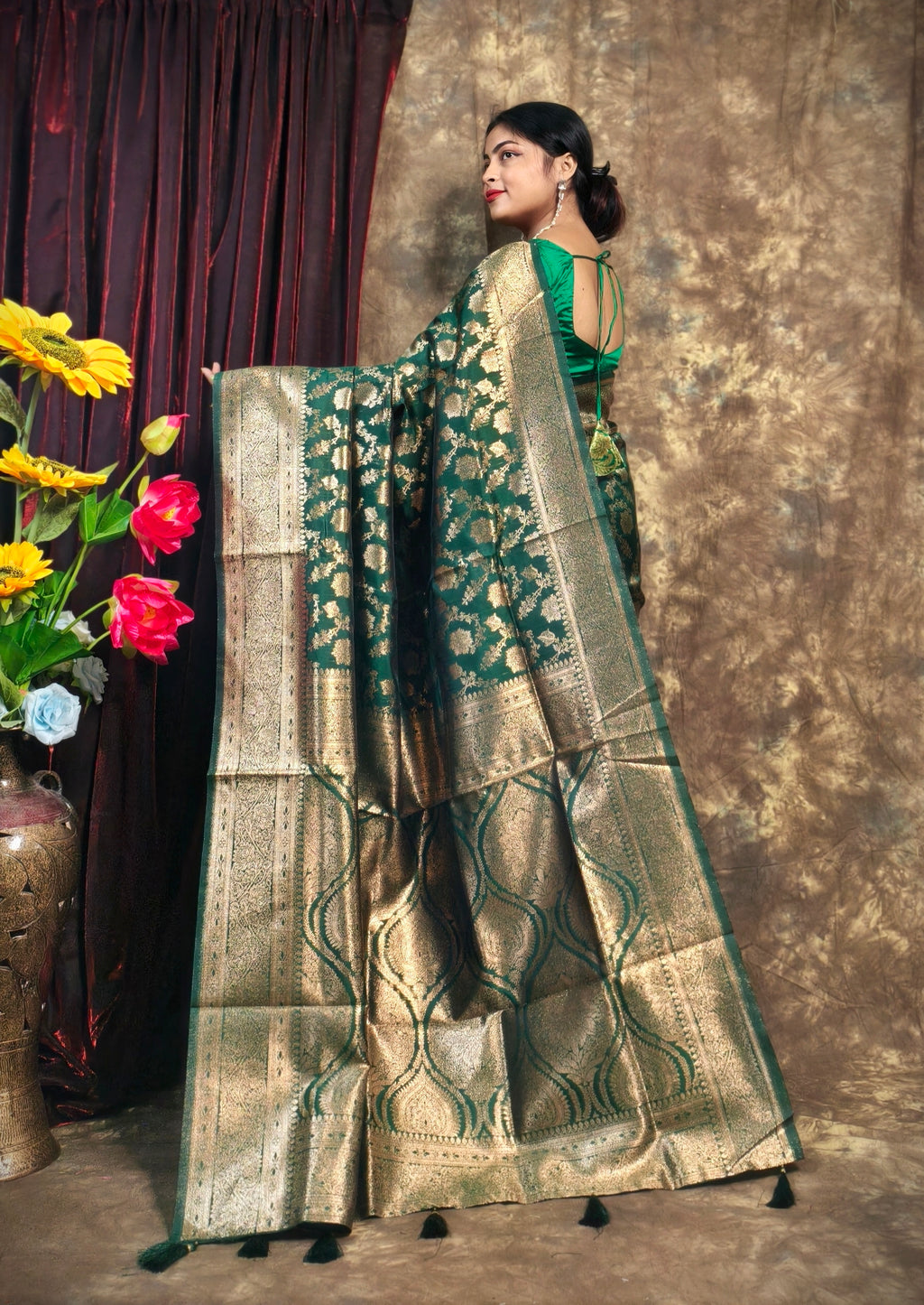 Sarees For Women Kanjivaram Silk Woven Wedding Saree | Diwali Gift Indian Gift Sari & Unstitched Blouse