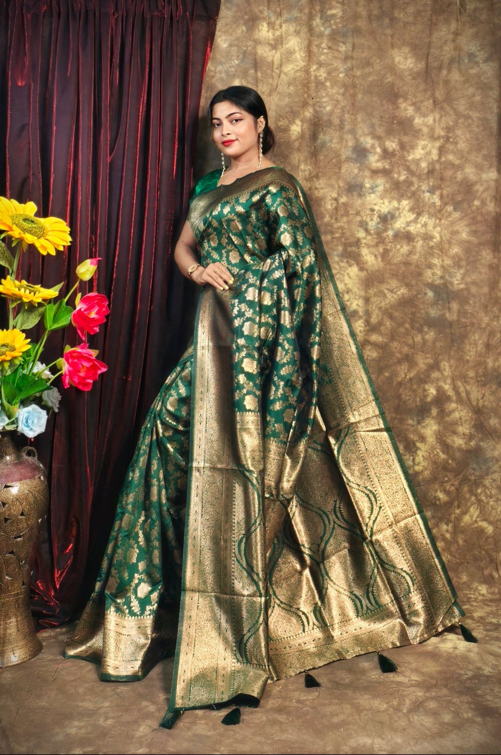 Sarees For Women Kanjivaram Silk Woven Wedding Saree | Diwali Gift Indian Gift Sari & Unstitched Blouse