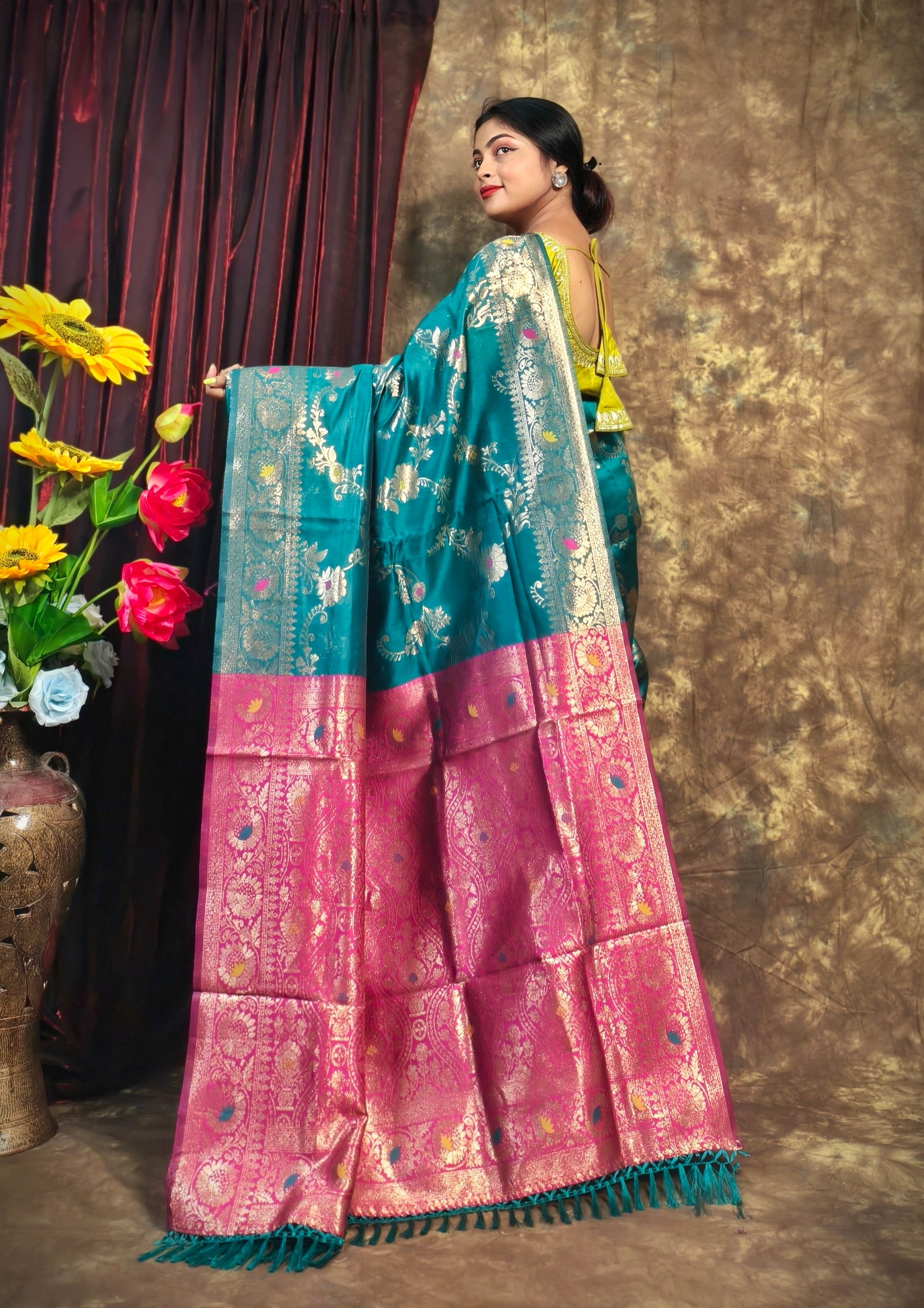 Sarees For Women Premium Banarasi Art Silk Woven Wedding Saree | Diwali Gift Indian Gift Sari & Unstitched Blouse