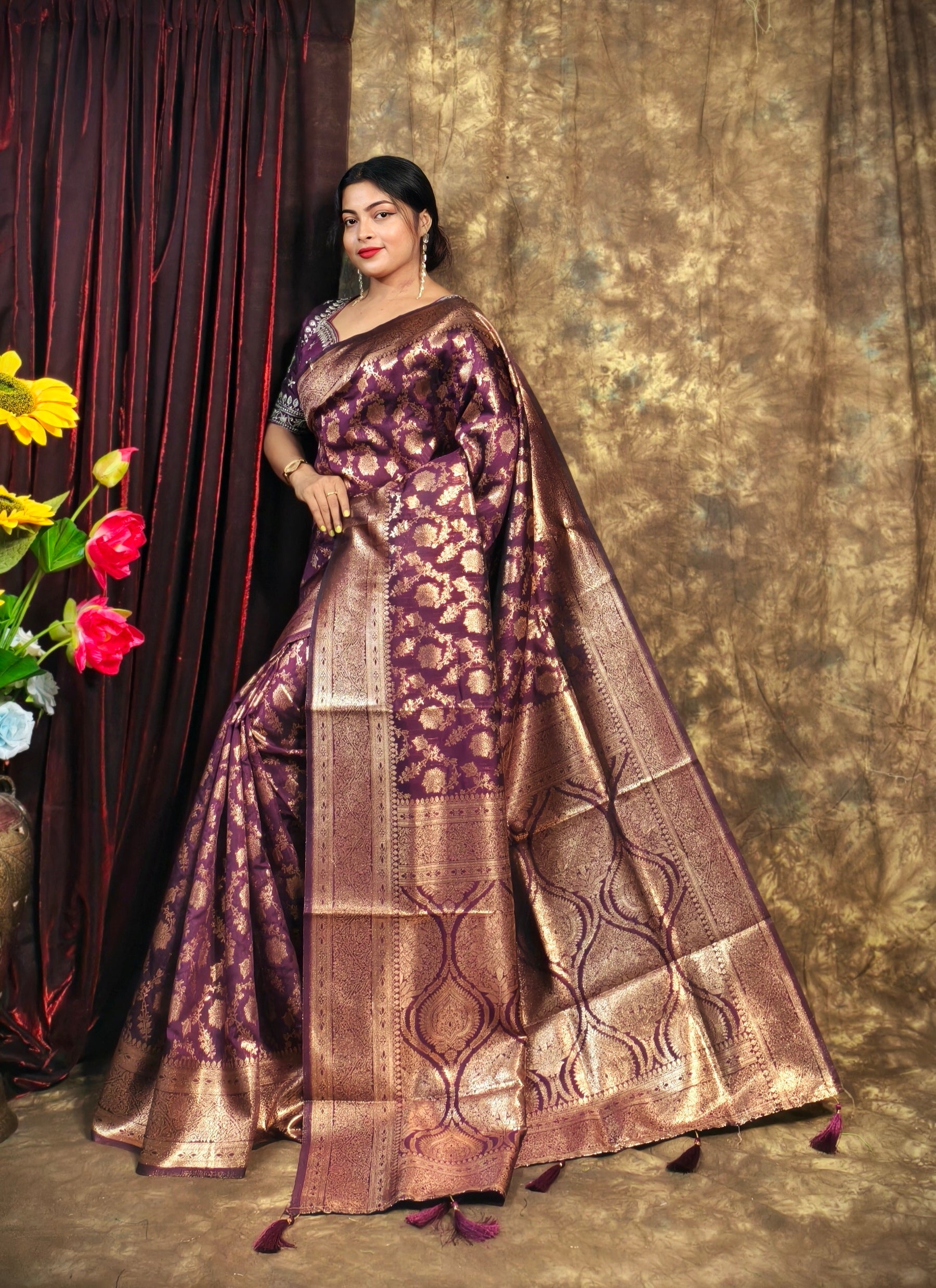 Sarees For Women Kanjivaram Silk Woven Wedding Saree | Diwali Gift Indian Gift Sari & Unstitched Blouse