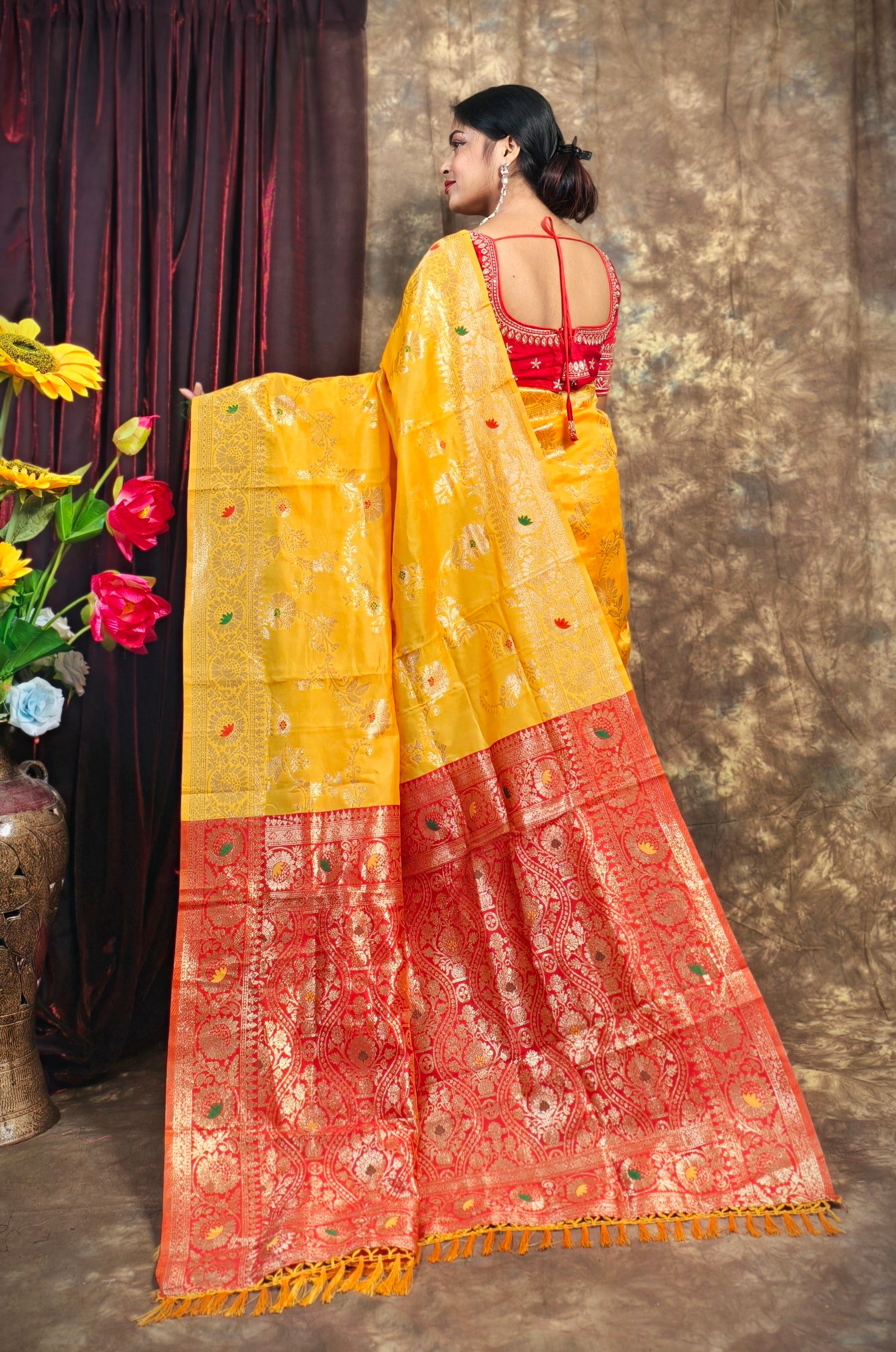 Sarees For Women Premium Banarasi Art Silk Woven Wedding Saree | Diwali Gift Indian Gift Sari & Unstitched Blouse