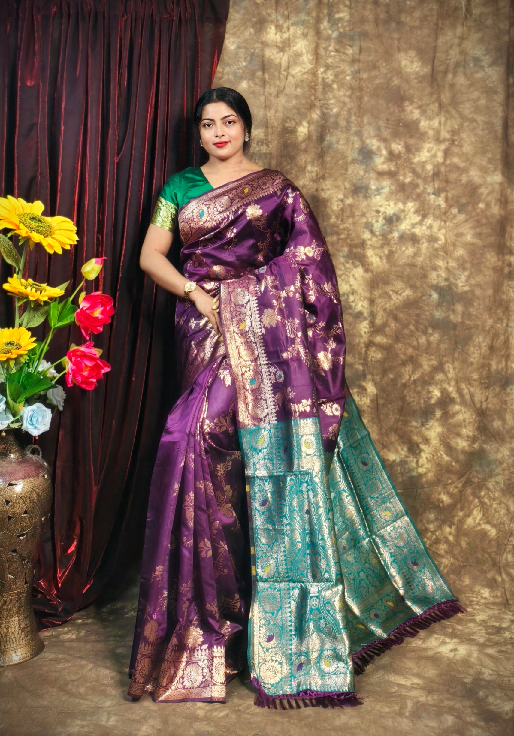 Sarees For Women Premium Banarasi Art Silk Woven Wedding Saree | Diwali Gift Indian Gift Sari & Unstitched Blouse