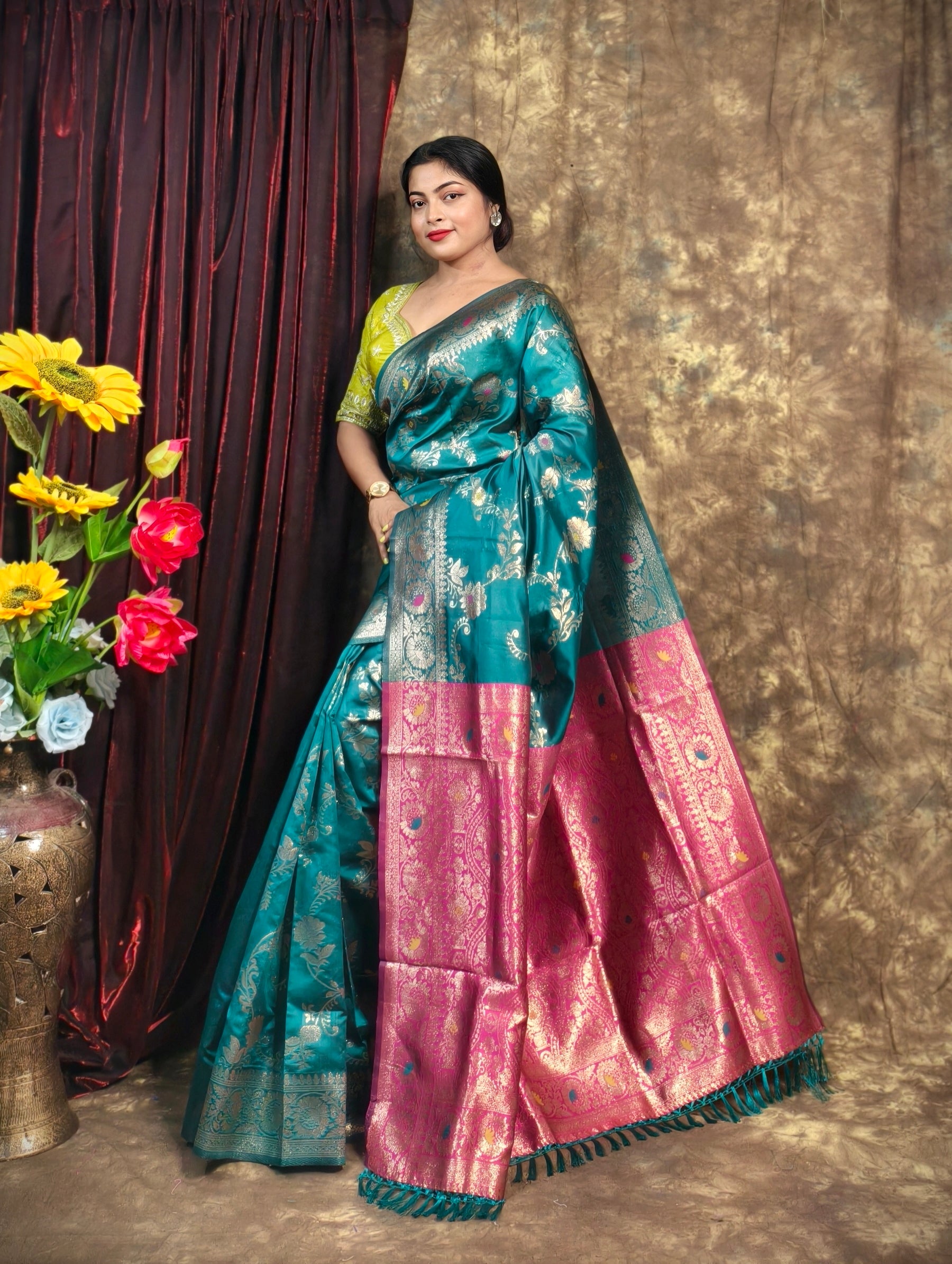 Sarees For Women Premium Banarasi Art Silk Woven Wedding Saree | Diwali Gift Indian Gift Sari & Unstitched Blouse