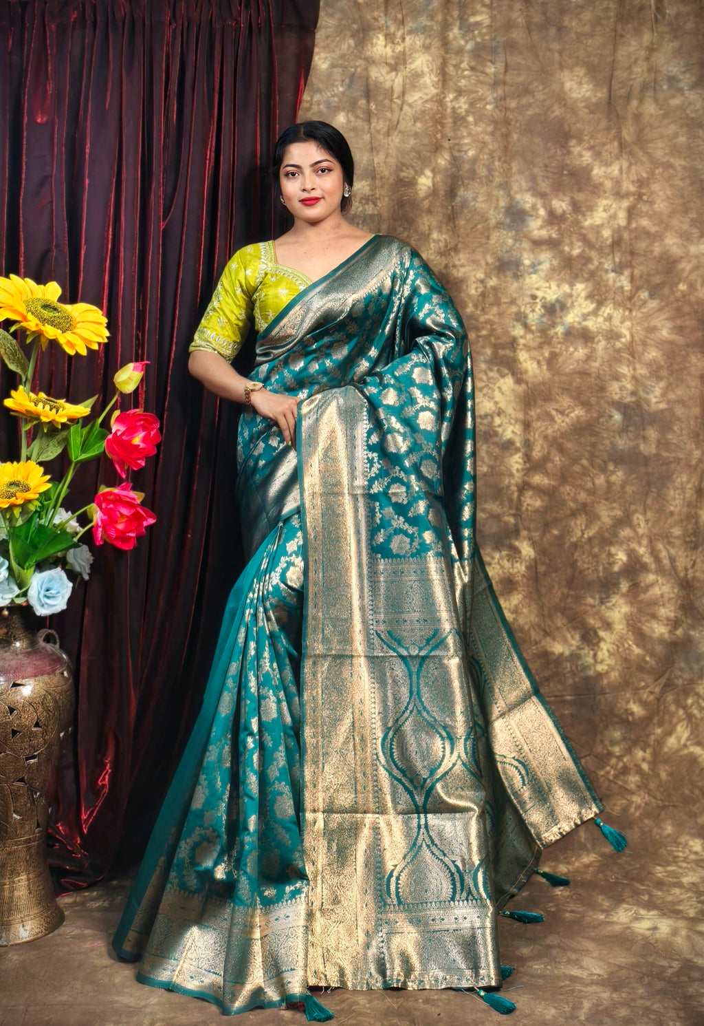 Sarees For Women Kanjivaram Silk Woven Wedding Saree | Diwali Gift Indian Gift Sari & Unstitched Blouse