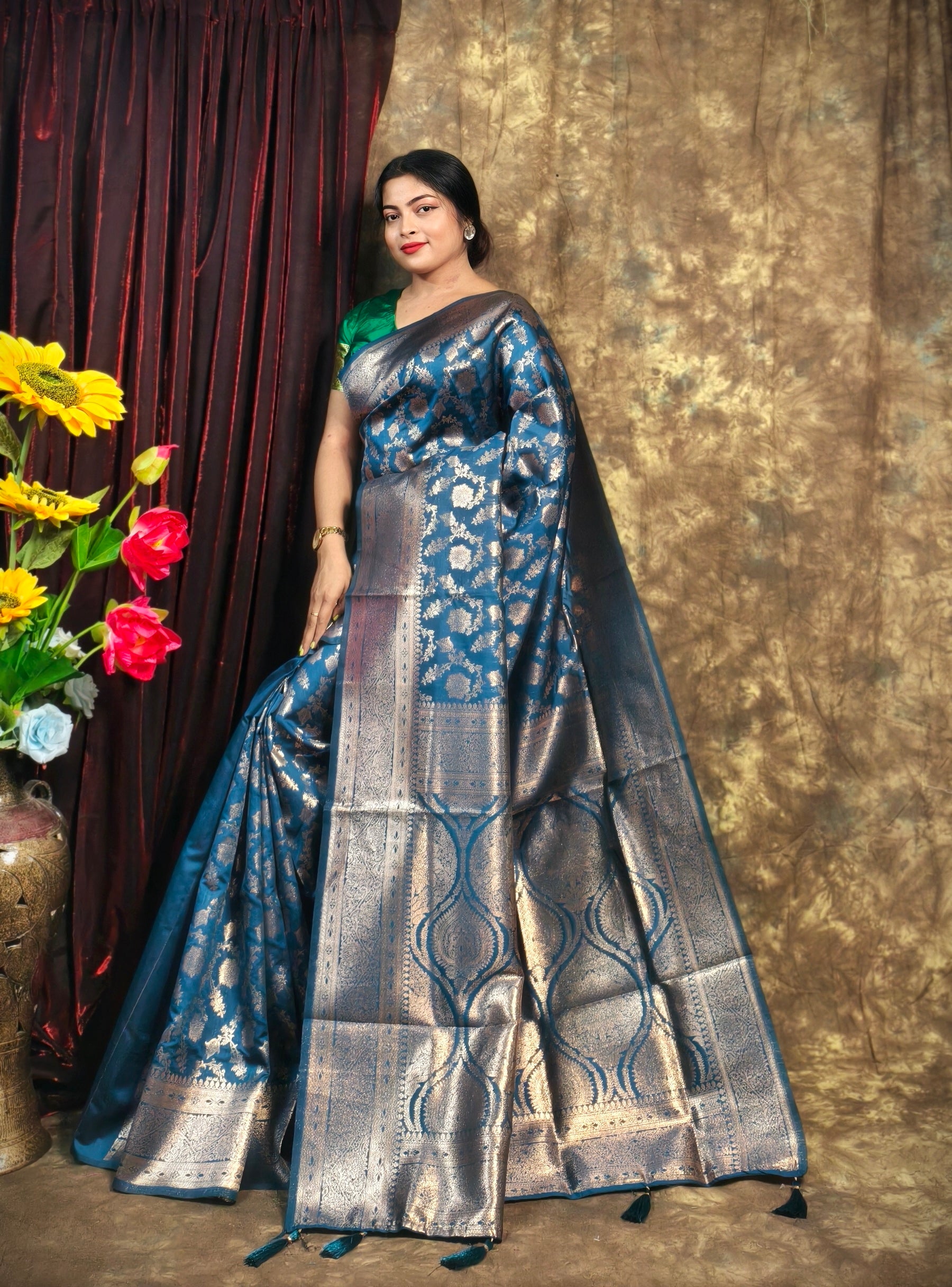 Sarees For Women Kanjivaram Silk Woven Wedding Saree | Diwali Gift Indian Gift Sari & Unstitched Blouse