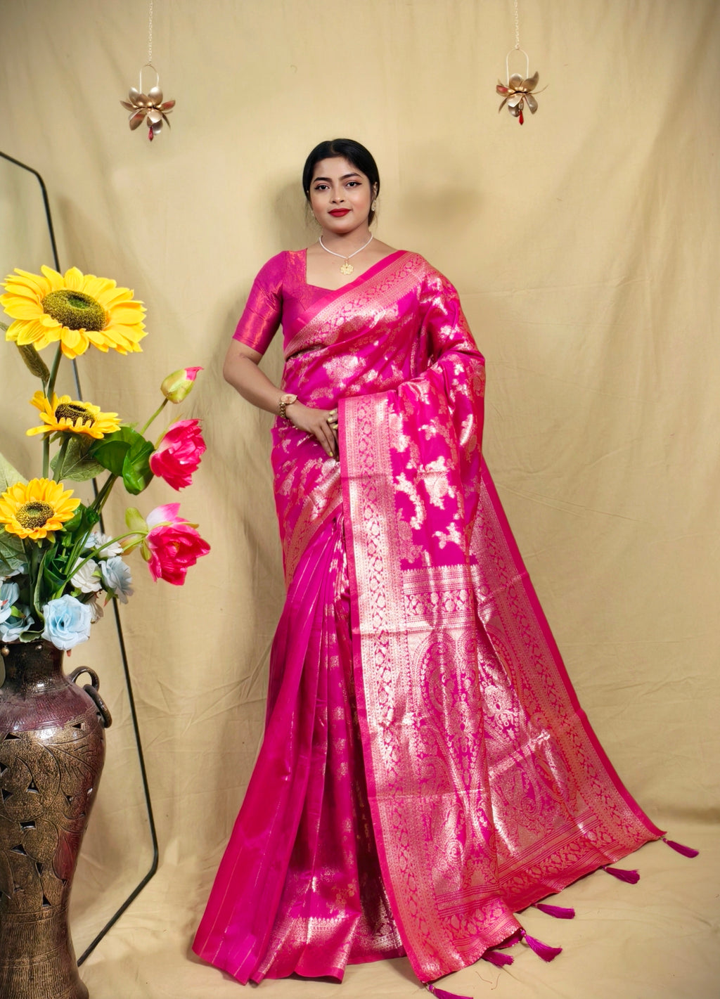 Sarees For Women Kanjivaram Silk Woven Wedding Saree | Diwali Gift Indian Gift Sari & Unstitched Blouse