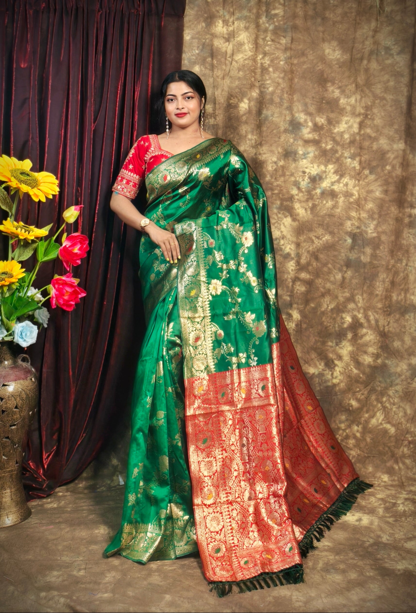 Sarees For Women Premium Banarasi Art Silk Woven Wedding Saree | Diwali Gift Indian Gift Sari & Unstitched Blouse