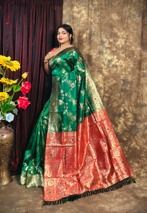 Sarees For Women Premium Banarasi Art Silk Woven Wedding Saree | Diwali Gift Indian Gift Sari & Unstitched Blouse