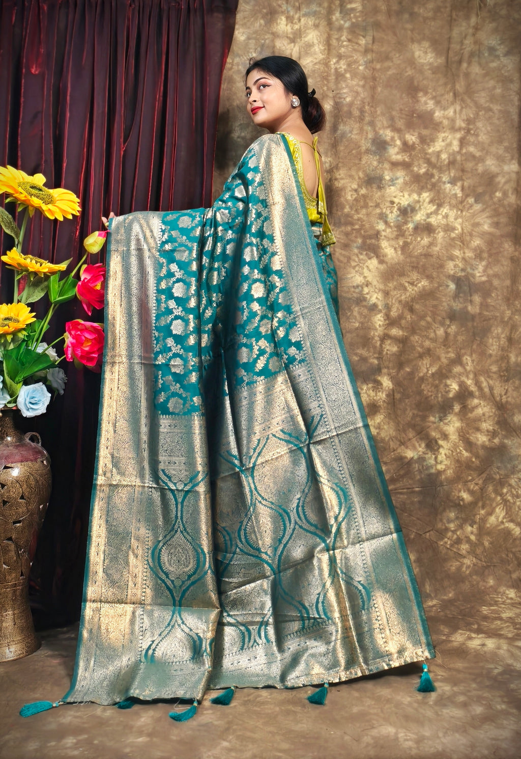 Sarees For Women Kanjivaram Silk Woven Wedding Saree | Diwali Gift Indian Gift Sari & Unstitched Blouse