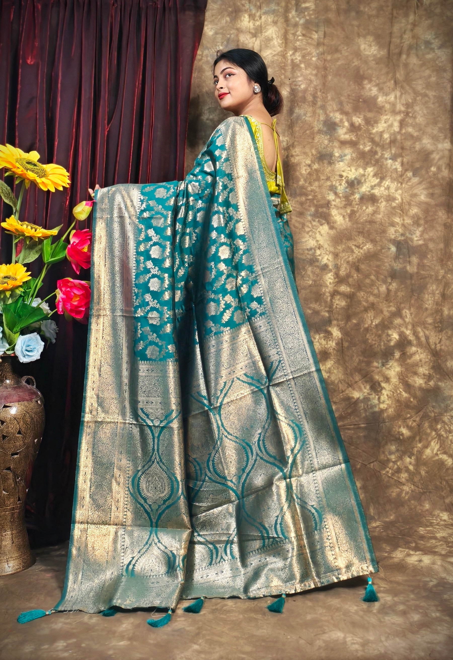 Sarees For Women Kanjivaram Silk Woven Wedding Saree | Diwali Gift Indian Gift Sari & Unstitched Blouse