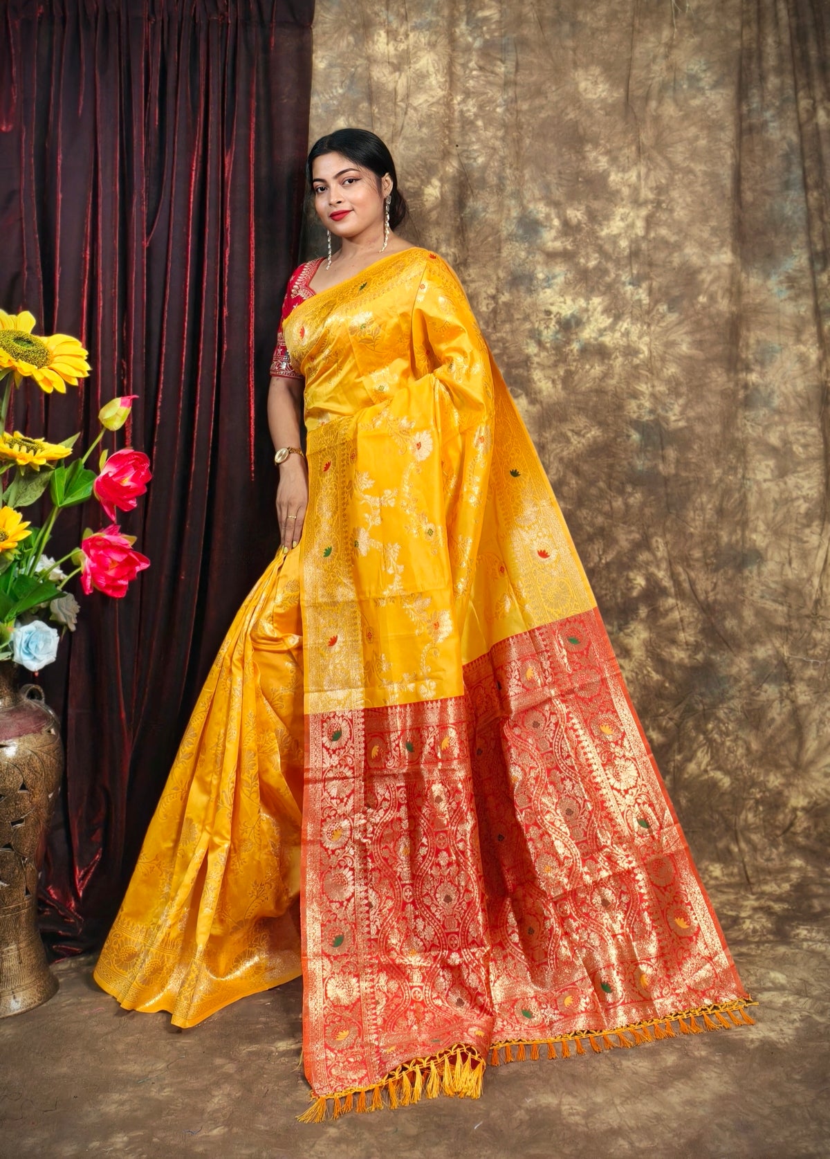 Sarees For Women Premium Banarasi Art Silk Woven Wedding Saree | Diwali Gift Indian Gift Sari & Unstitched Blouse