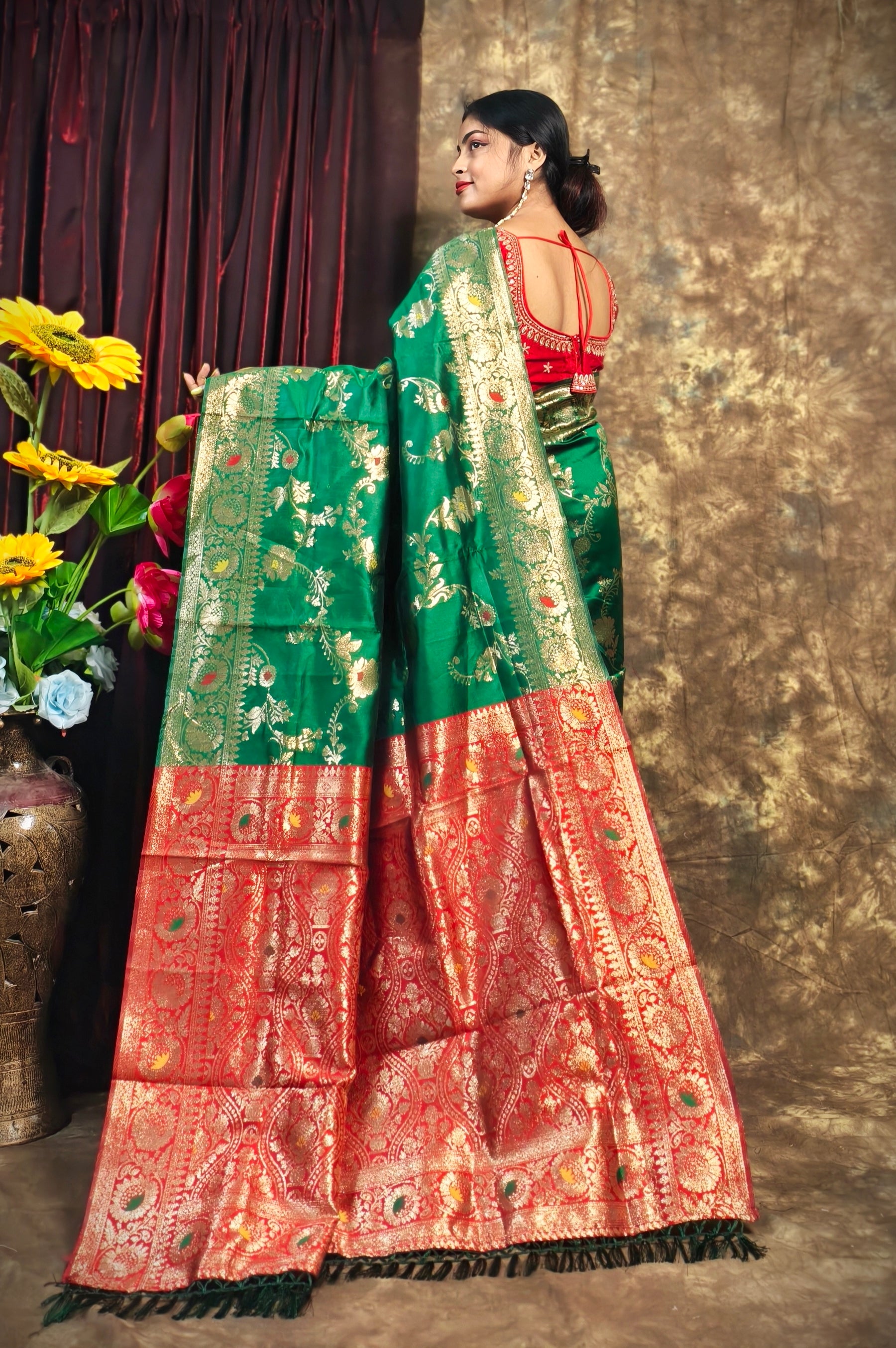 Sarees For Women Premium Banarasi Art Silk Woven Wedding Saree | Diwali Gift Indian Gift Sari & Unstitched Blouse