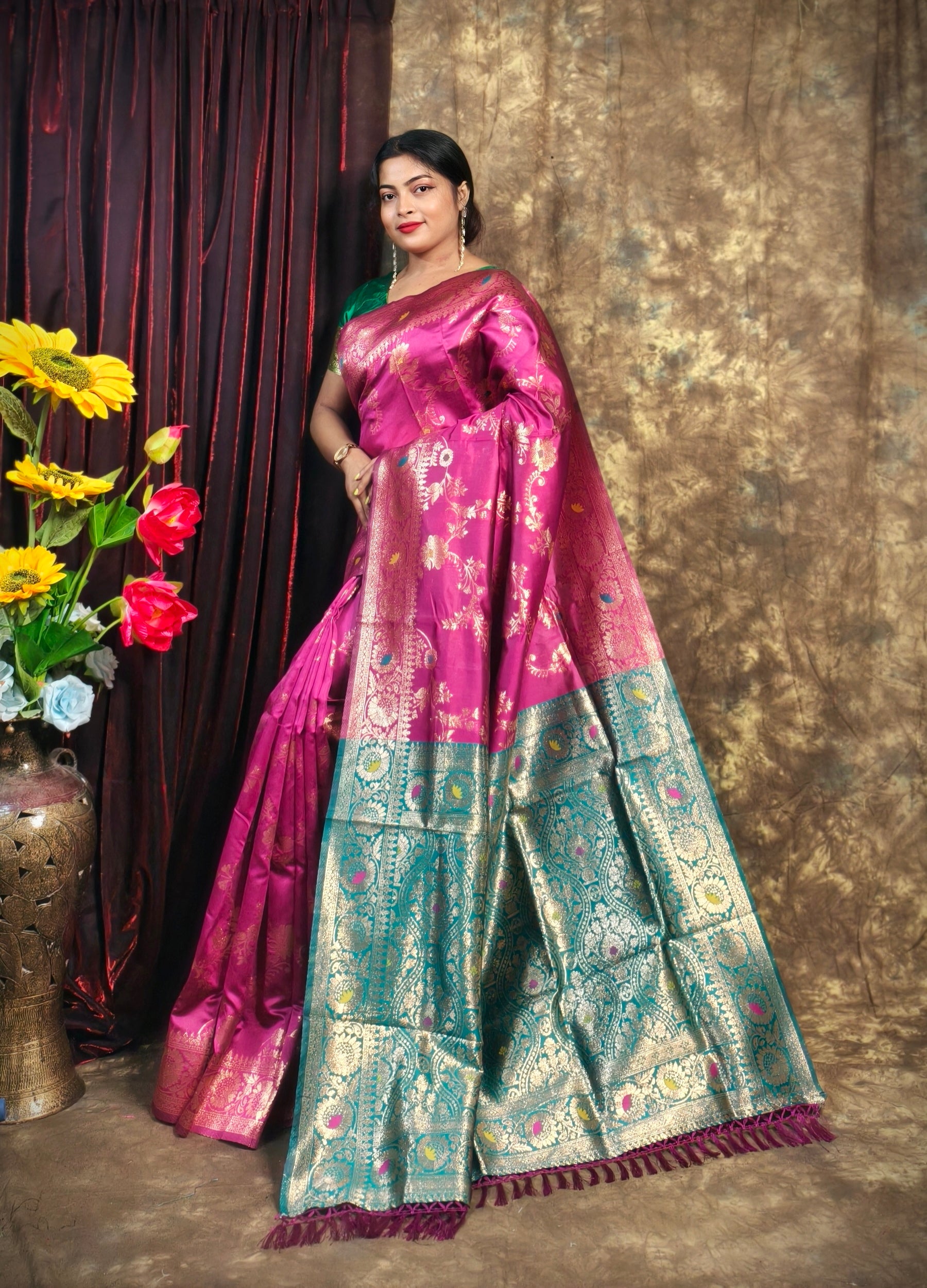 Sarees For Women Premium Banarasi Art Silk Woven Wedding Saree | Diwali Gift Indian Gift Sari & Unstitched Blouse