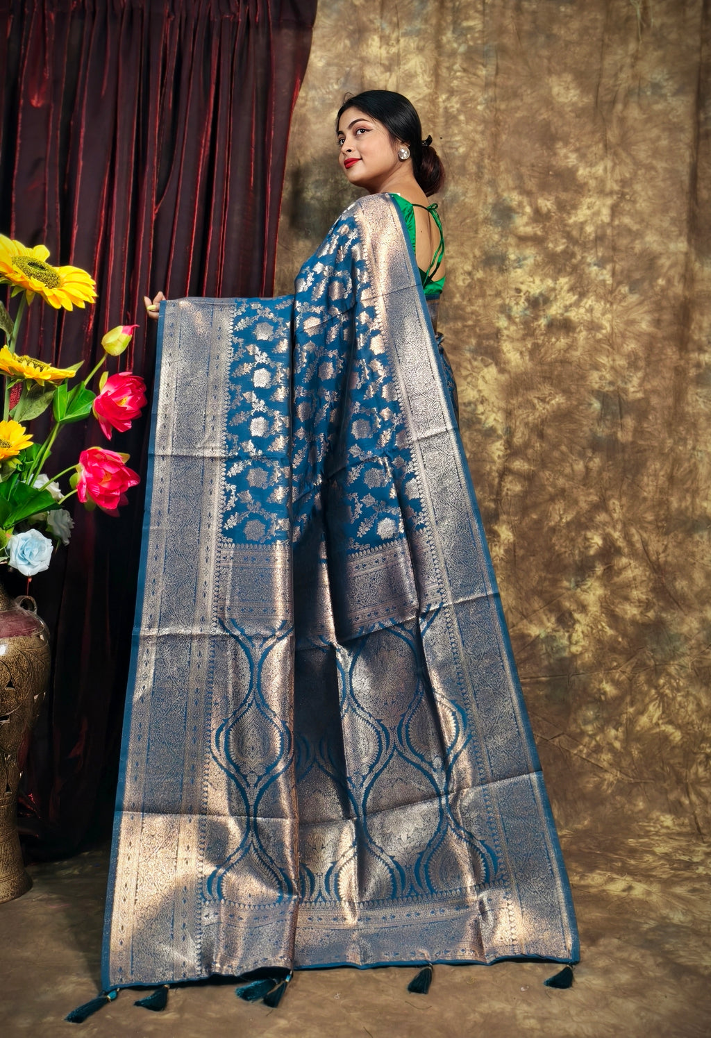 Sarees For Women Kanjivaram Silk Woven Wedding Saree | Diwali Gift Indian Gift Sari & Unstitched Blouse