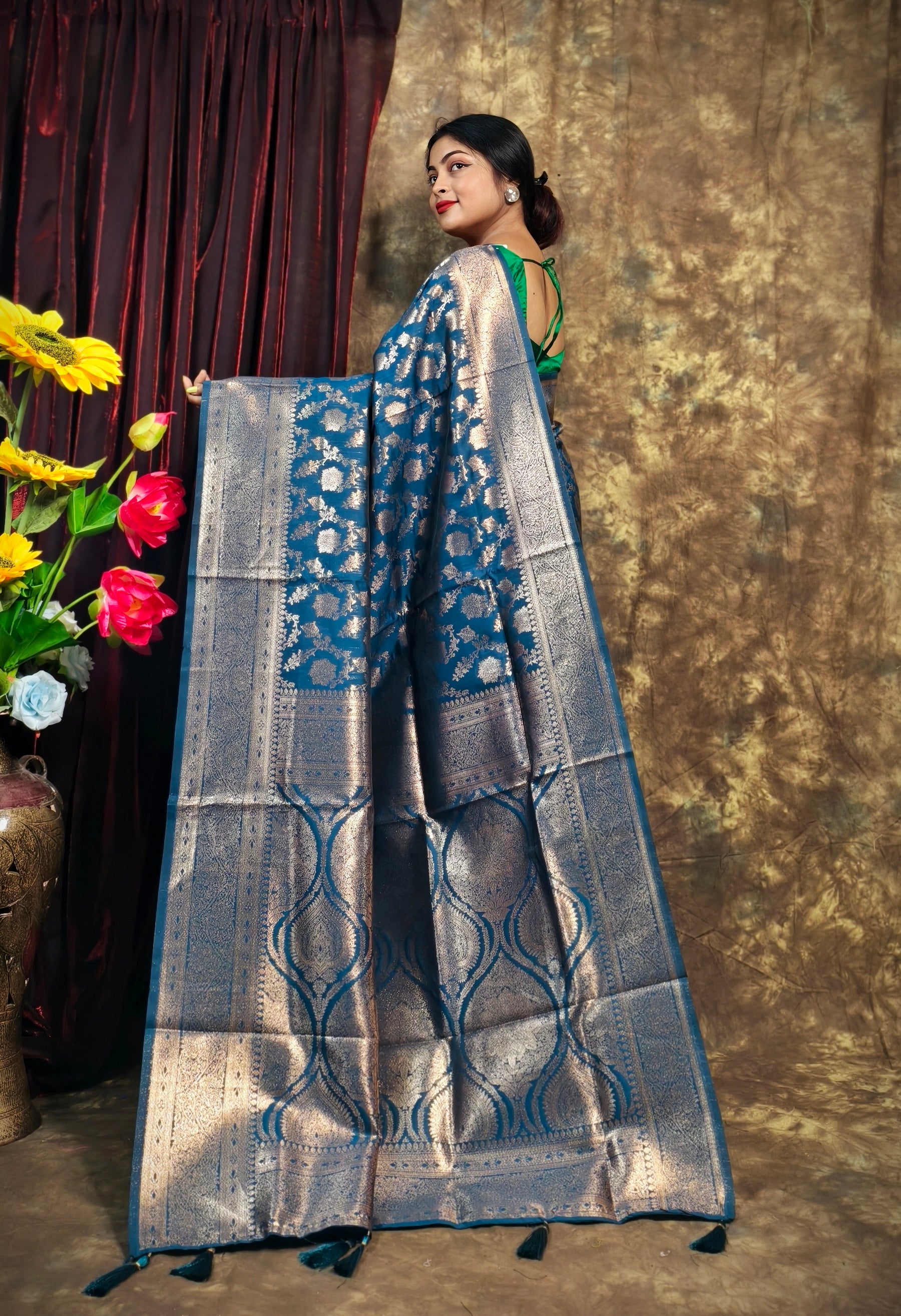 Sarees For Women Kanjivaram Silk Woven Wedding Saree | Diwali Gift Indian Gift Sari & Unstitched Blouse