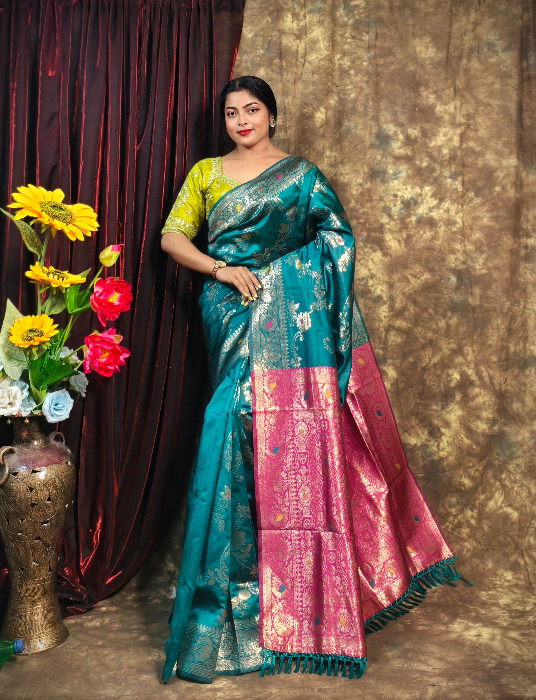 Sarees For Women Premium Banarasi Art Silk Woven Wedding Saree | Diwali Gift Indian Gift Sari & Unstitched Blouse