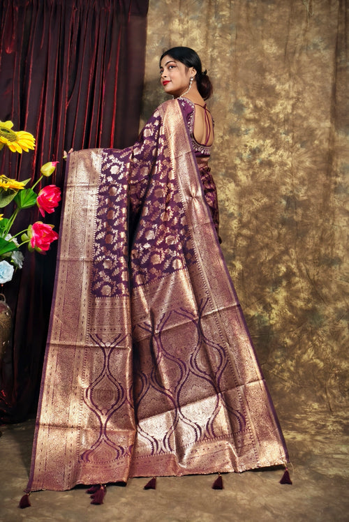 Sarees For Women Kanjivaram Silk Woven Wedding Saree | Diwali Gift Indian Gift Sari & Unstitched Blouse