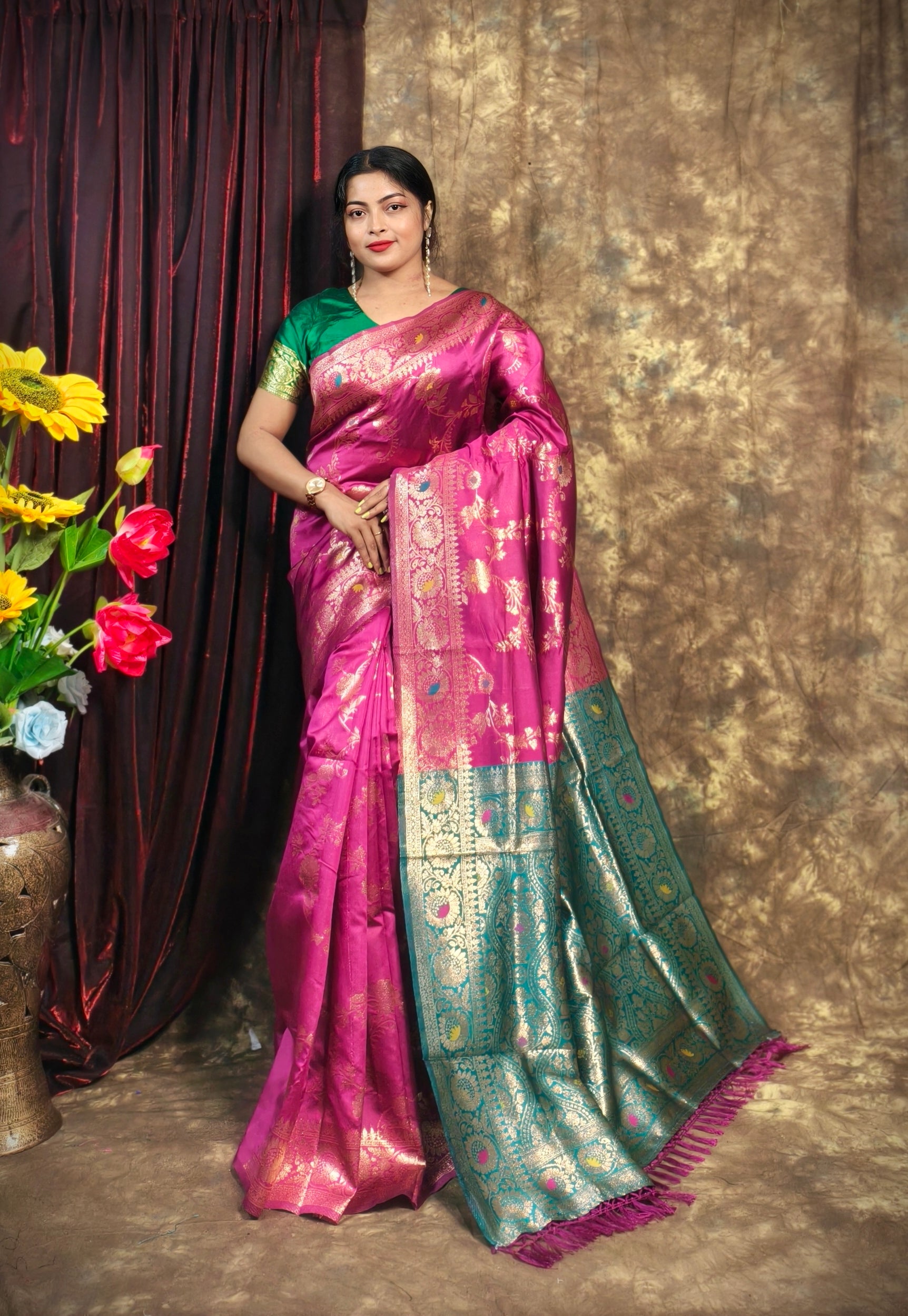 Sarees For Women Premium Banarasi Art Silk Woven Wedding Saree | Diwali Gift Indian Gift Sari & Unstitched Blouse